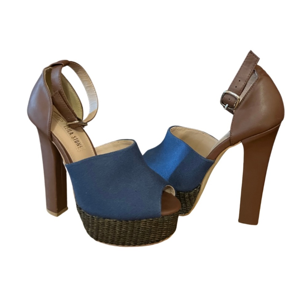 Leila Stone Denim Heels